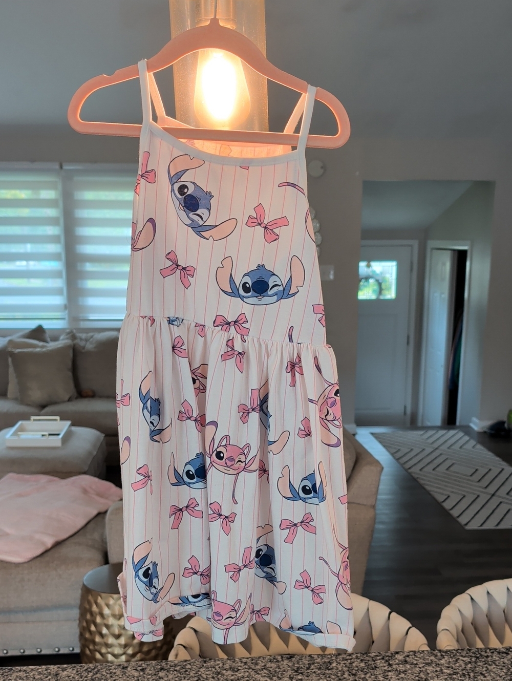 Disney Pink & Blue Stitch Print Sleeveless Dress